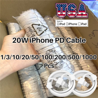 PD Fast Charger USB C Charging Cable Lot For iPhone 14 13 12 11 Pro XR XS X iPad - Image 1 of 4