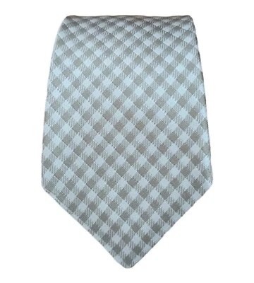 KITON 7FOLD 米色格子与支票丝绸领带 意大利 62/ 3.7 EC — 第 1/4 张图片