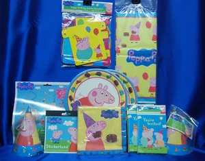 Peppa Pig Party Set # 16 PLates Tablecover Invites Hats Stickers Cake Topper - Picture 1 of 5