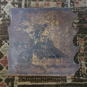 Arte de escena de colección Seiad Valley California CA en pieza de hoja de sierra decoración rústica 10" - Imagen 1 de 12
