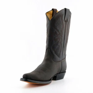 Hombres Grinders Louisiana Marrón Vaquero Cuero Real Western Punta Botas - Imagen 1 de 7
