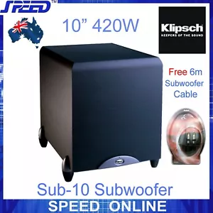 Klipsch Sub10 420W 10" Subwoofer Speaker plus Bonus 6m Subwoofer Cable - Picture 1 of 6