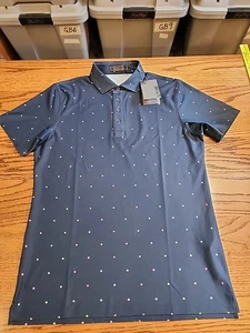 Polo de golf G/Fore para hombre MEDIANO S/S azul estrella rendimiento gráfico nuevo con etiquetas. GB37 - Imagen 1 de 9