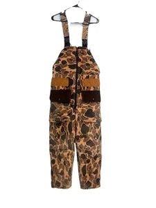 Vintage 80s Duck Frog Camo Bib Overalls Pants Size Large Thinsulate - Picture 1 of 11