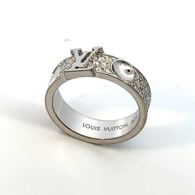 Anillo Louis Vuitton Oro Blanco 18K LV Empreinte Diamantes Talla 5 - J188 Foto 1 de 4