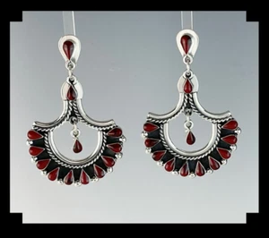 Graceful Sterling and Red Jasper Earrings - Picture 1 of 5