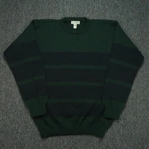 VINTAGE LL Bean Sweater Mens Large Green Worsted Wool Crew Ireland Jumper - Picture 1 of 7