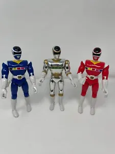 *RARE* Vintage Lot of 3 Power Rangers In Space 8" Action Figures Red/Blue/Silver - Picture 1 of 11