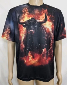 Camiseta negra con estampado gráfico Bull para hombre talla grande - Imagen 1 de 12
