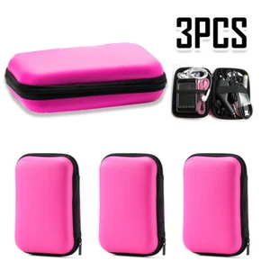 3x Rose 2.5"USB Hard Drive Earphones Storage Bag Portable Data-Wire Power Pouch - Picture 1 of 3