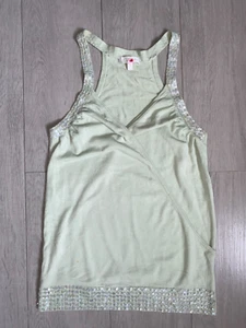 Stunning KOOKAI Fine Knit Top Size 1 fits 10 Pale Green Sequin Embellished Tunic - Picture 1 of 11