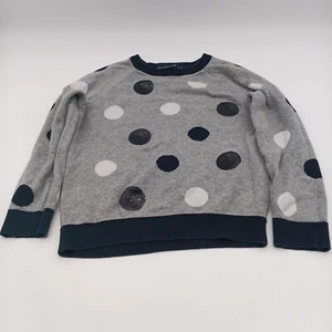 Paper Doll Sweater Girl's Medium 8/10 Gray Black And White Pokedots Long Sleeve - Picture 1 of 8