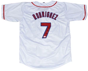IVAN PUDGE RODRIGUEZ AUTOGRAPHED TEXAS RANGERS #7 WHITE JERSEY W/ HOF 17 - Picture 1 of 2