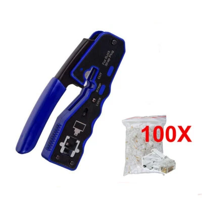 PRO HD Crimping Tool Crimper 100 RJ45 8P8C standard cable connectors NEW - Image 1 of 4