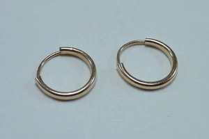14K Yellow Gold 11/32" Hoop Earrings - Picture 1 of 3