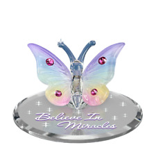 Rainbow Glass Butterfly Figurine Believe in Miracles Handmade Gift