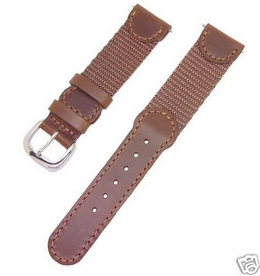 Correa de reloj deportivo Timex 19 mm estilo ejército suizo cuero marrón y nailon Foto 1 de 4