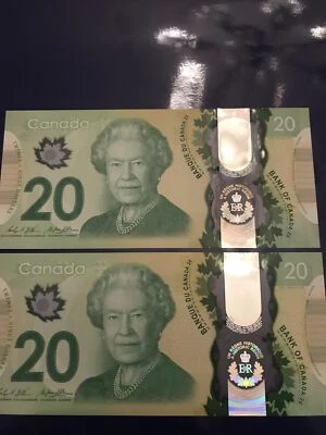 $20🔥Bank Of Canada Notes Lot 2 Consec Serial # Elizabeth Jubilee Pristine - Image 1 of 3