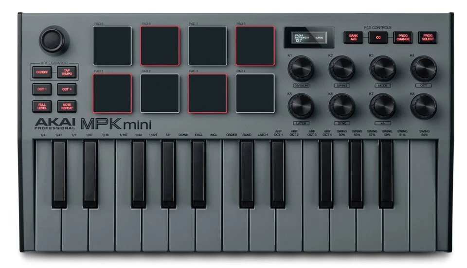 Akai Professional USB Midi Keyboard Controller MPK Mini Mk3 Black 25 Key 8 Pad