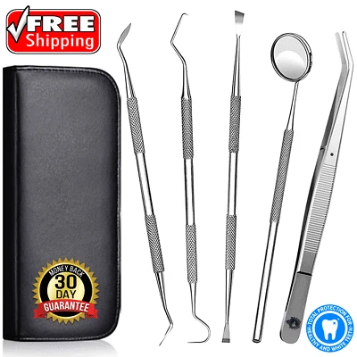 KRISP BEAUTY Dental Scaler Dentist Pick Set Tooth Scraper Plaque Tartar Remover Tools (5 PC)