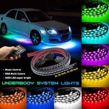 4PCS RGB LED Strip Under Car Tube Underglow Underbody System Neon Light Kit 48"