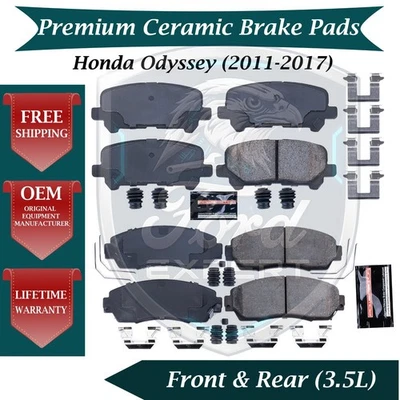 Premium OEM Front & Rear Ceramic Brake Pads Kit For 2011-2017 Honda Odyssey — 第 1/4 张图片