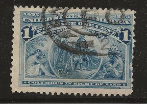 US Scott #230, Single 1893 Columbus Sight of Land 1c FVF Used - Picture 1 of 1