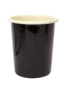Retro Vintage Enamelware Bathroom Beaker/Toothbrush Holder-Gloss Black-10.5 cm - Picture 1 of 1