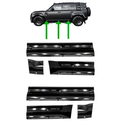 KAP UK Door Trims Gloss Black Side Door Mouldings Fits LR New Defender 110 2021+