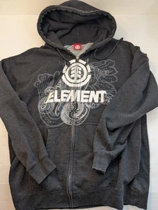 Vintage Element Skateboards Logo Hoody Gray L Y2K Cotton Blend - Picture 1 of 13