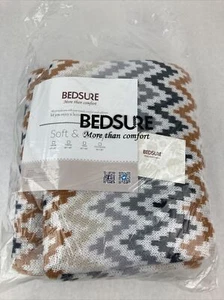 Lot of 2 Bedsure Afghan / Throw Blankets Crochet Chevron Pattern 50" x 60" - Picture 1 of 4