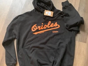 Neu mit Etikett Herren XL Baltimore Orioles Mitchell & Ness Hoodie schwarz Sweatshirt MLB Tasche - Bild 1 von 2