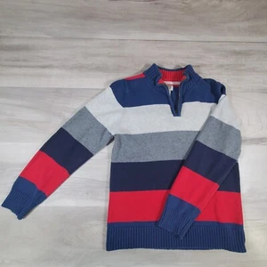 Oshkosh B'gosh Boys Sweater size 10 quarter zip Red White Blue Grey Ribbed - Picture 1 of 10