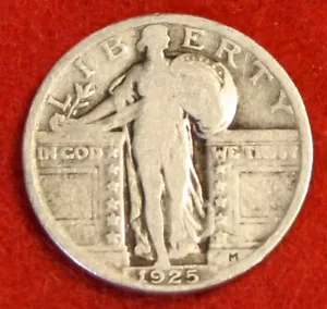 1925-P Standing Liberty Quarter 90% Moneta d'Argento in circolazione SL167 - Foto 1 di 2
