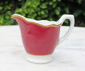 Vintage Syracuse China Cream Pitcher Maroon/White/Gold USA #93-J - Picture 1 of 15