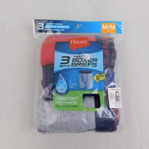 3 Pair Hanes Boy's Tagless Long Leg Boxer Briefs Underwear - 10-12 Medium #4527 - Picture 1 of 7