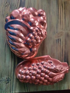 Vintage Cornicopia Grape Food Molds Aluminum Copper Set Decor Jello Cake - Picture 1 of 6