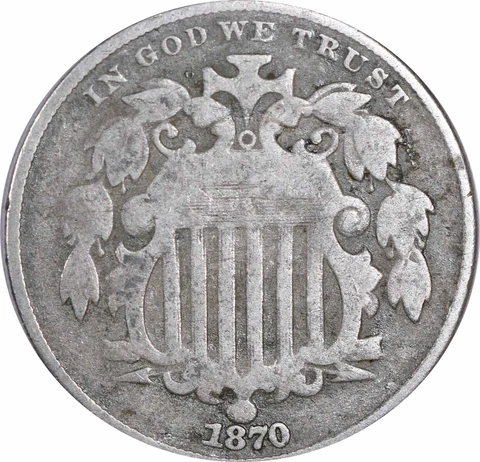 1870 Shield Nickel VG Uncertified Cover