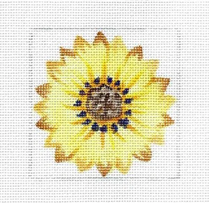 Yellow Sunflower 4" Sq. Coaster handpainted Needlepoint Canvas Jean Smith - Picture 1 of 1
