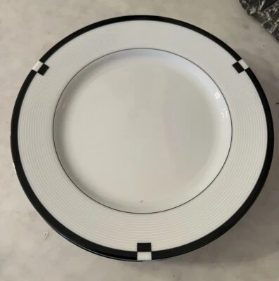 "Juego de 4 platos de porcelana fina Mikasa Midnight blanco y negro 7 1/2"" - Excelente" Foto 1 de 4
