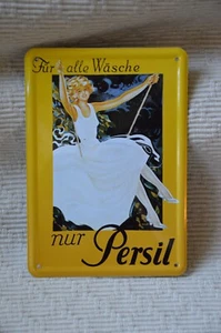 Nostalgie Blech-Postkarte Blechschild "Für alle Wäsche nur Persil" 10 x 14,5 cm - Bild 1 von 3