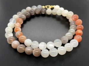 JEWELLERY HUNTING NECKLACE 925/SILVER GOLD PLATED WITH MULTI MOONSTONE SILVER AGE - Picture 1 of 5