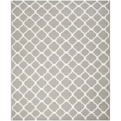 SAFAVIEH Dhurries DHU627B Handwoven Grey / Ivory Rug - Image 1 of 4