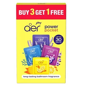 Godrej aer Power Pocket | Bathroom Freshener Assorted Pack Of 4 (40G) free shipp - Picture 1 of 6