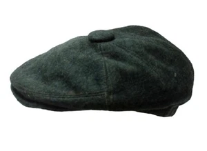 Mens Vintage 70s USA Green Wool Flat Cap Retro Indie Small - Picture 1 of 2