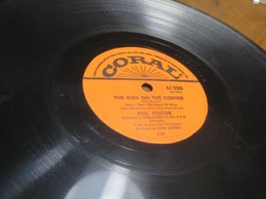 78RPM Coral Phil Foster - Brooklyn Baseball Fan / Kids Corner, nice player V+E- - Picture 1 of 7
