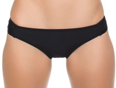 Traje de baño fruncido inferior de bikini hipster negro lengüeta lisa Athena Cabana talla 12 Foto 1 de 2