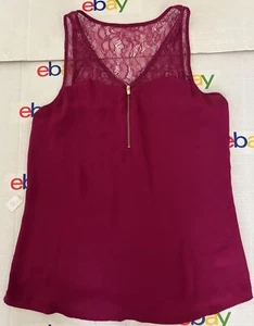 Express Blouse Women's Medium Sleeveless Tank Top V-Neck Purple Lace Back - Picture 1 of 4