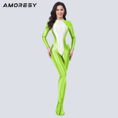 Mono de una pieza liso brillante de yoga AMORESY para mujer Foto 1 de 4