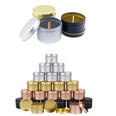 1pc 4oz Round Candle Jars Reusable Metal Tins with Lids for Candle Making Craft - Image 1 of 4